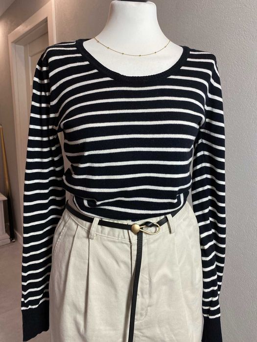 Klasyczny sweter damski w paski Capsule wardrobe basic marine