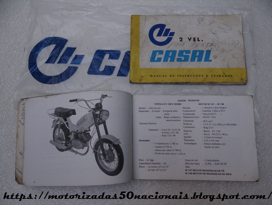 Manuais de Instruções e Cuidados p/ Motores Casal de 2v e Casal Boss
