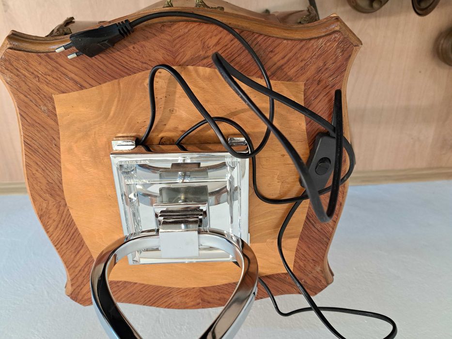 Lampa stołowa włoska chromowana srebrna glamour