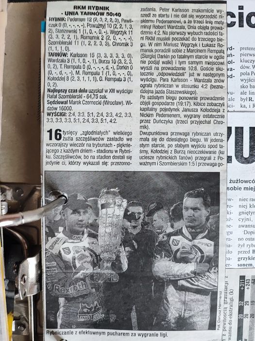 Żużel ROW Rybnik Informacje Wycinki z Gazet Segregator