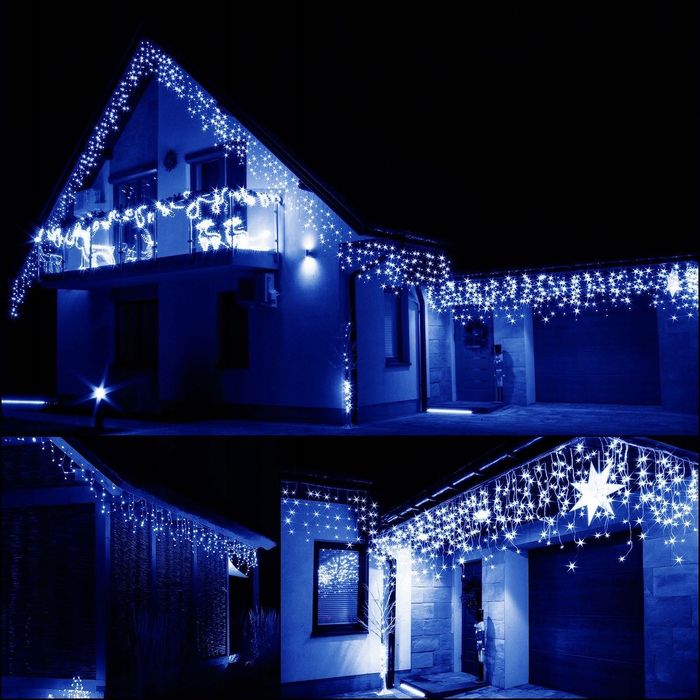 sople 500 led niebieskie z Flashem 23,5m girlanda na dach błysk ozdoba