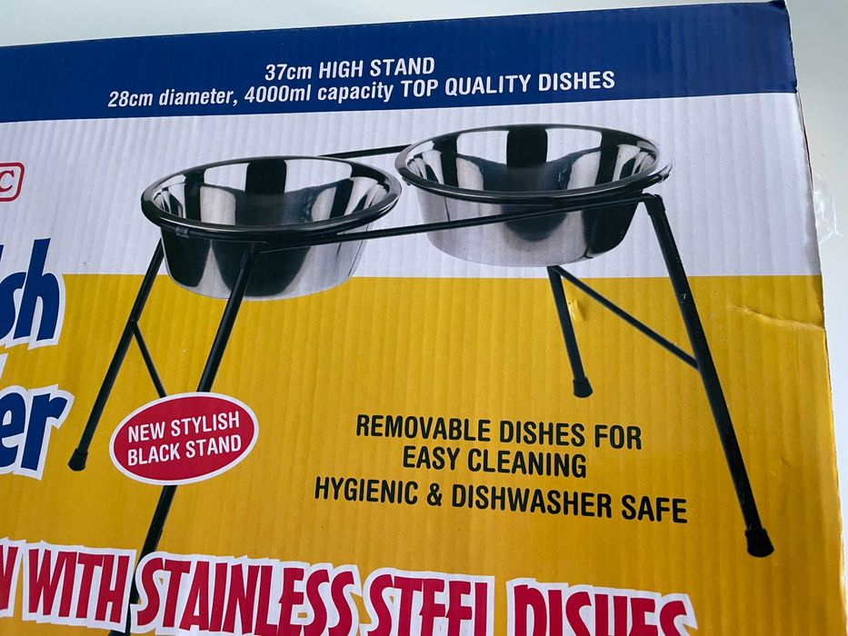 Comedouro duplo para cão. Grande capacidade 2x 4000ml