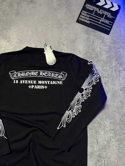 Чорний Лонгслів Chrome Hearts з бірками (Хром Хартс)