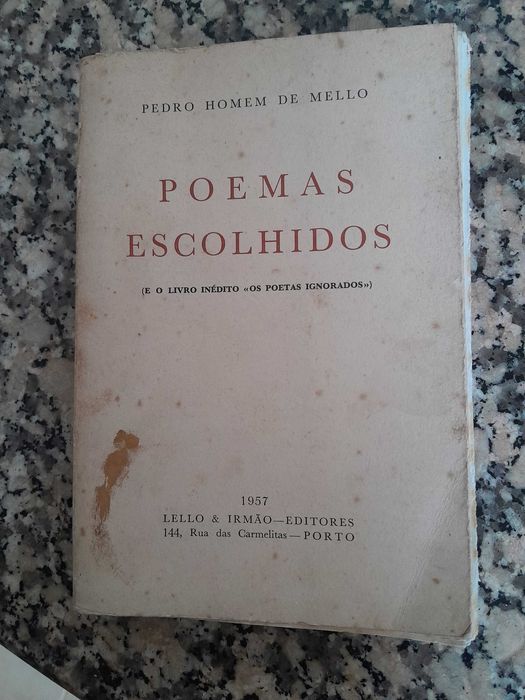 livro de Pedro Homem de Melo 1.ª edição poesias escolhidas 1957