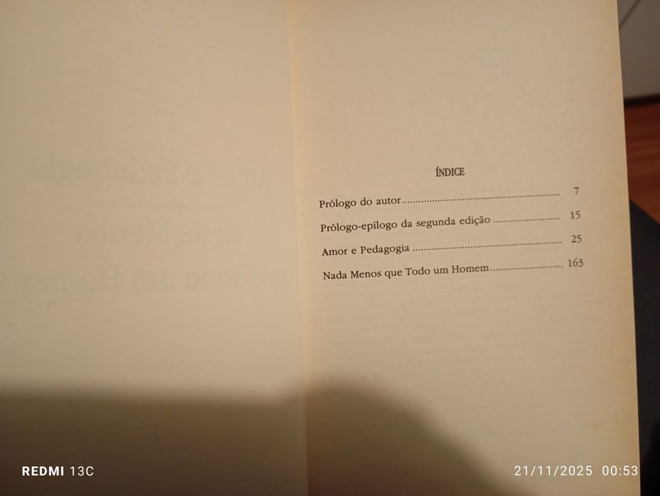 Livro " Amor e pedagogia-Nada menos que todo um homem"