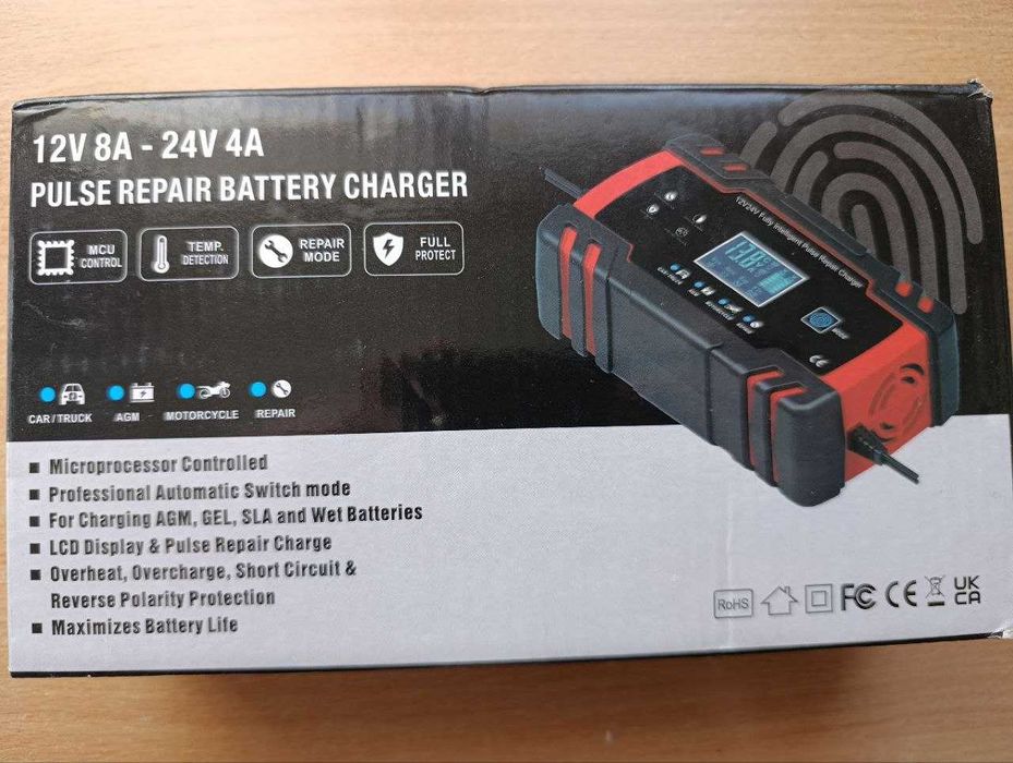 Зарядний імпульсний автоматичний пристрійFoxsur, Anhtczyx12V8A/24V4A