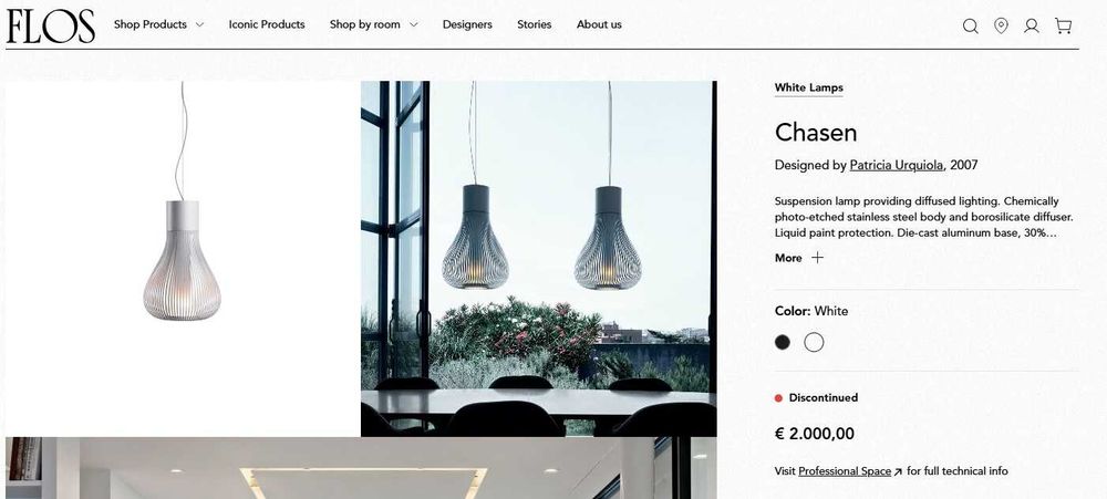 Flos Chasen Candeeiro Suspensão - branco ou preto