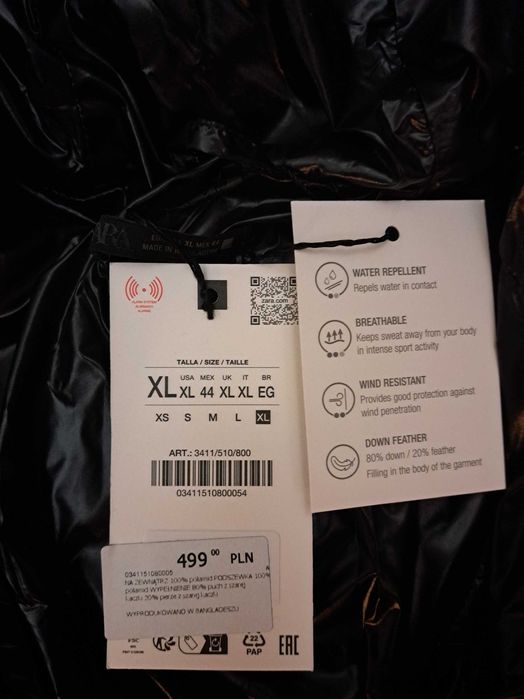 Męska kurtka zimowa puchowa ZARA roz. XL nowa