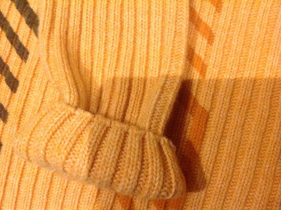 Sweter **CEFERS ** / L , Żółty Wełniany Męski