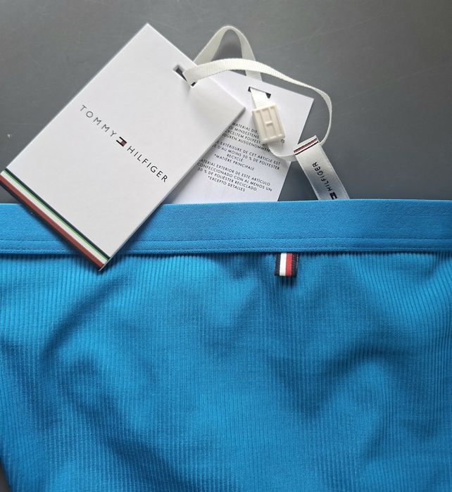 Tommy Hilfiger majtki bikini XL niebieskie chabrowe wiązane po bokach