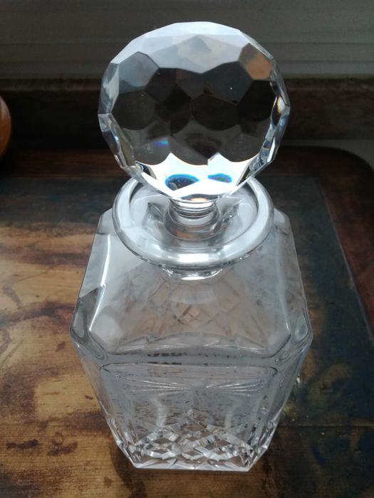 Frasco cristal e copos antigos para bar