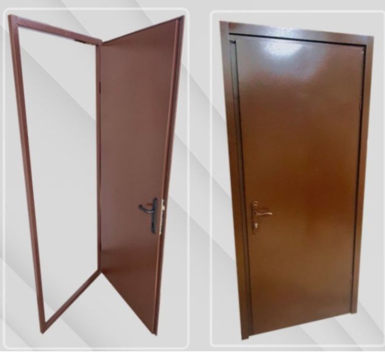 Вхідні Двері металеві технічні тамбурні коричневі від виробника