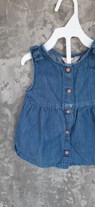 Bluzka tunika na ramiączkach jeansowa, rozm 74, stan bdb
