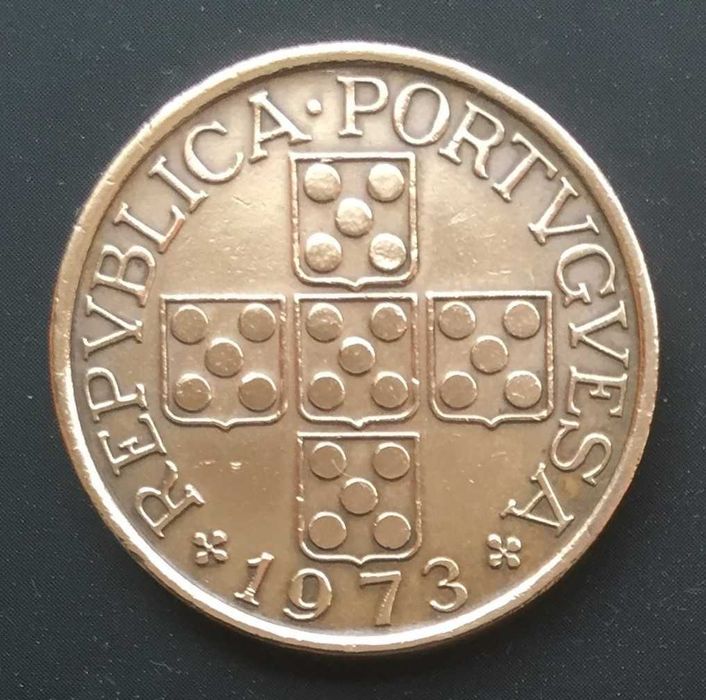 Moeda 1 escudo bronze - Portugal - 1973