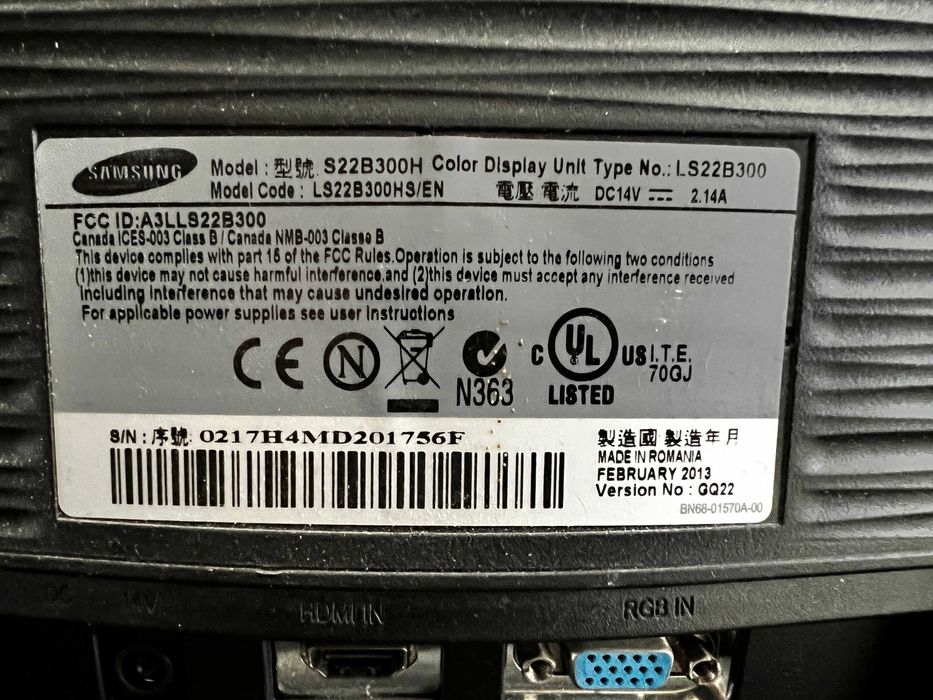 Monitor Samsung SyncMaster S22B300H 22” Full HD HDMI