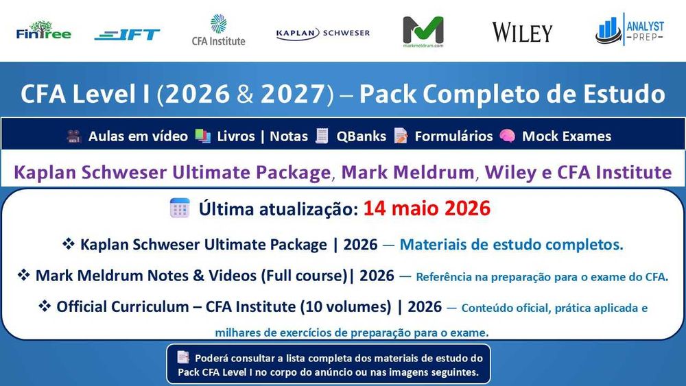 CFA Level I Study Pack 2026–2027 + Kaplan Schweser Ultimate Package 2026