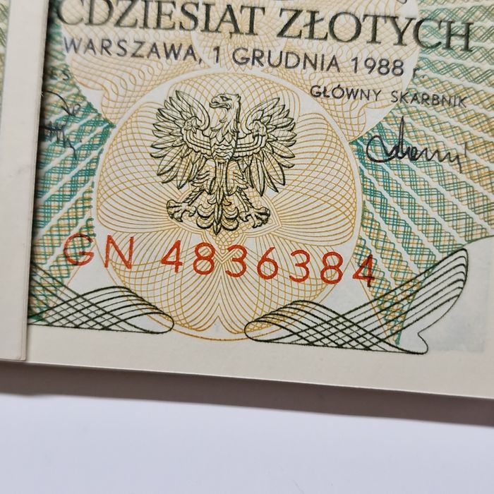 Paczka bankowa 50 złotych 1988 z numerem radarowym RADAR