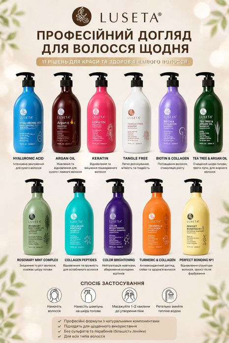 Giovanni,mild by nature , шампуні безсульфатні,essence,avalon,luseta
