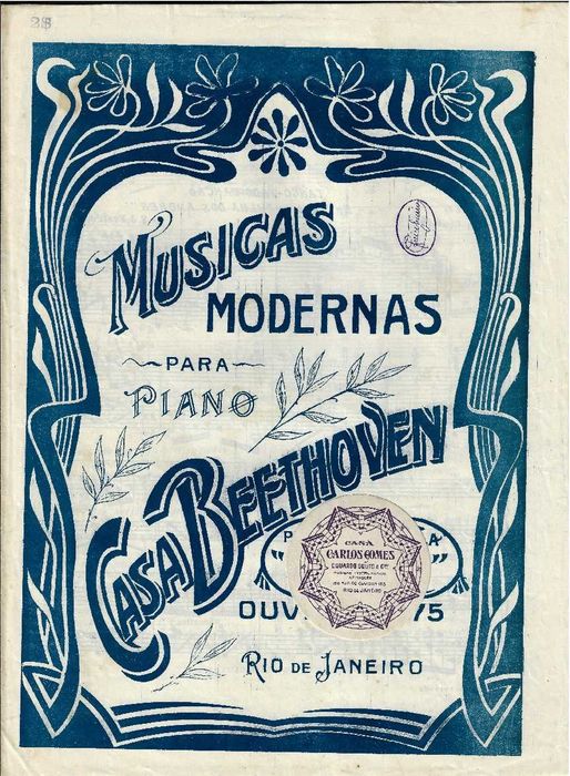 PIANO: Partitura Antiga de Coleção do Tango-Fado-Canção "Ouvindo as Ondas", de F J Freire Jr