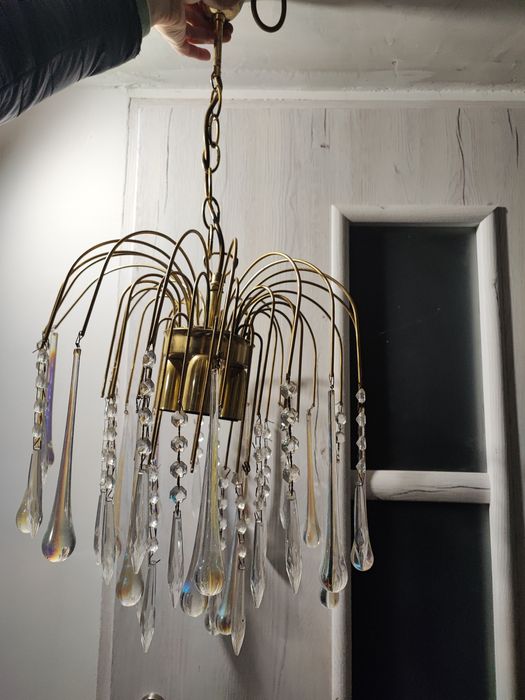 Lampa żyrandol Murano krople kryształowe  Prl