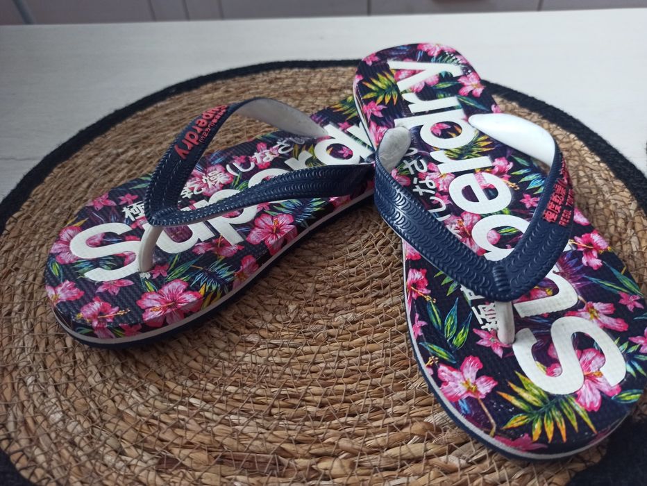 Japonki klapki superdry 36/37 lato kwiaty
