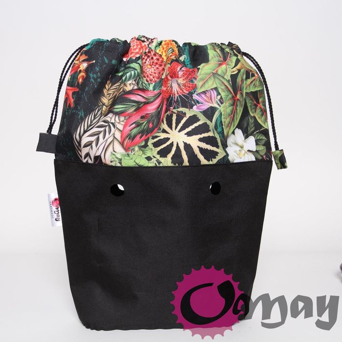 Czarny organizer Komin do OBAG MINI worek kwiaty 2 kieszenie OMAY