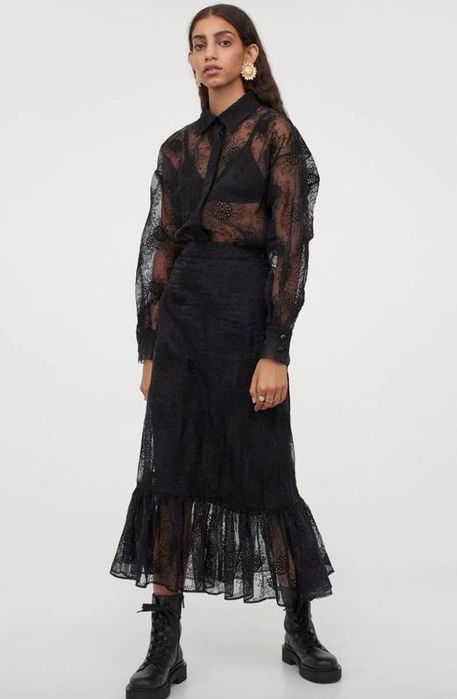 Дизайнерська спідниця чорна з органзи hm чорная юбка органза xl-xxl
