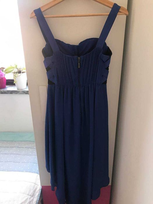 Vestido de noite de chiffon azul escuro