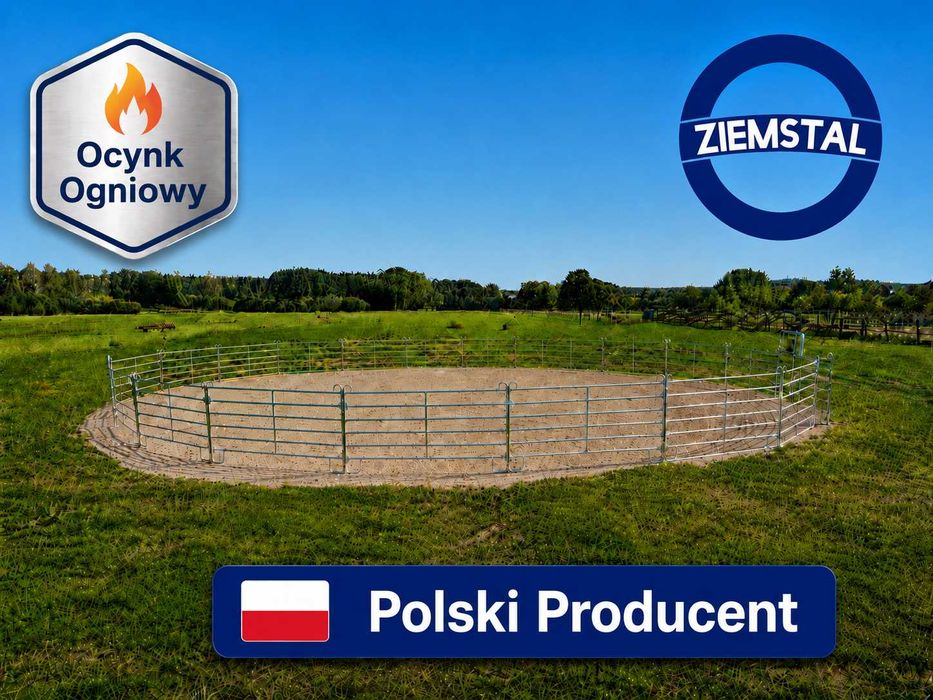 Lonżownik dla koni 18m, roundpen dla konia, mobilny okulnik, panele wygrodzeniowe texas, panele łąkowe, przęsła ogrodzeniowe