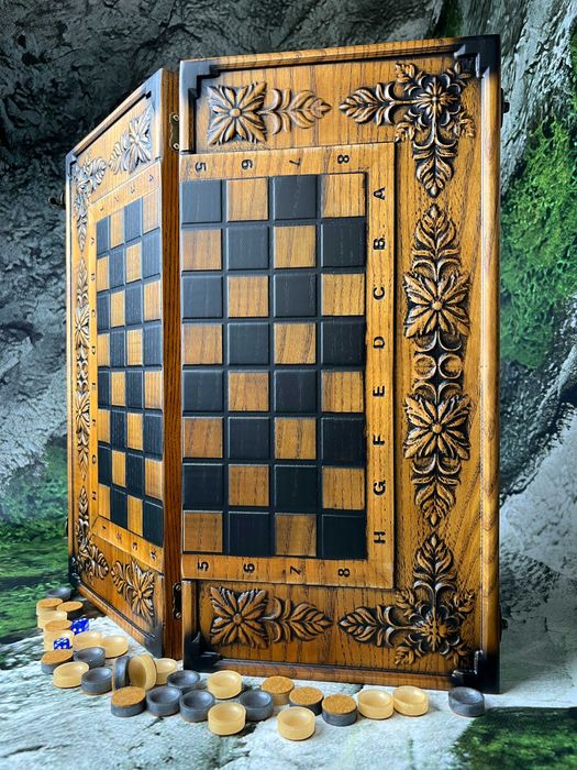 Шахмати+шашки+нарди в середині, шахматы, нарды, 3/1 ,тематичні