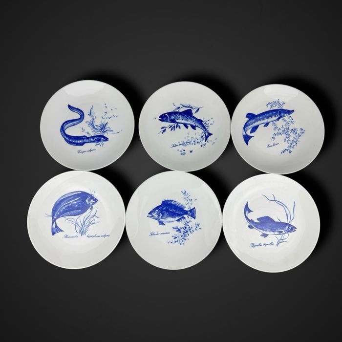 Komplet 6 talerzy obiadowych Kahla z motywami ryb b5/072131