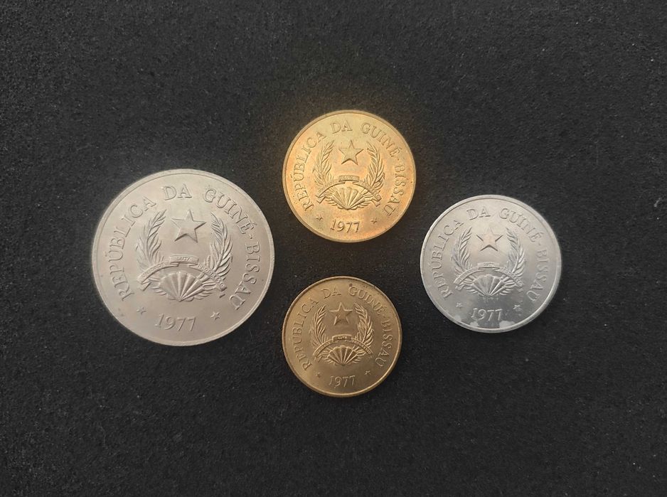 4 Moedas Guiné-Bissau 1977 Belas/Soberbas