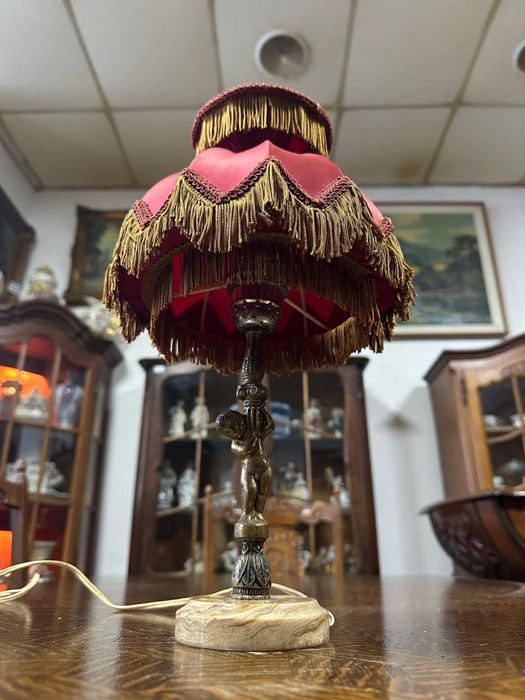 Настільна лампа світитьник бронза онікс текстиль 7563