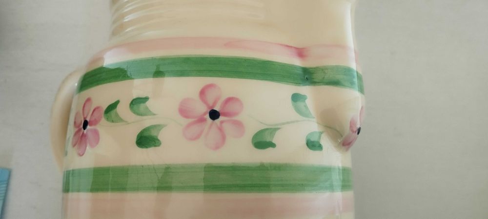 Hand-painted rustic ceramic pitcher and small dipper424290876717813763