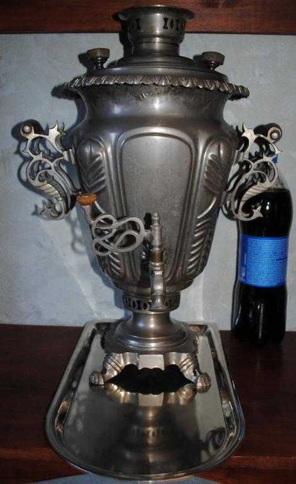 Елітний подарунок- колекційний самовар рюмка в нікелі Баташев 7 л