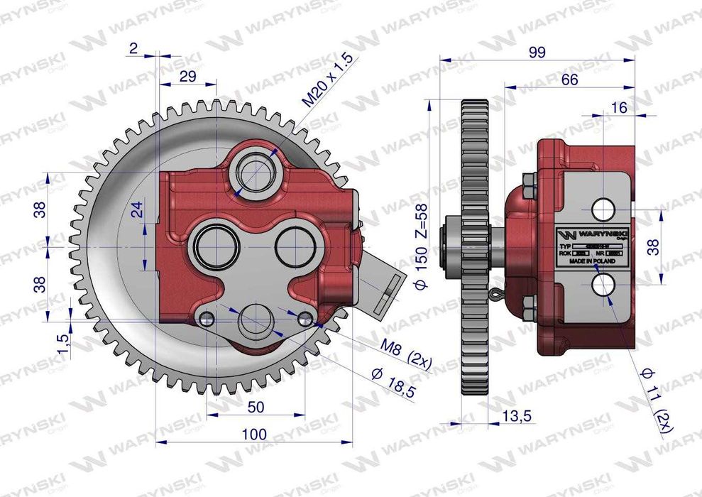 Pompa olejowa silnika do ursusa C-330 Oryginał Ursus - Waryński