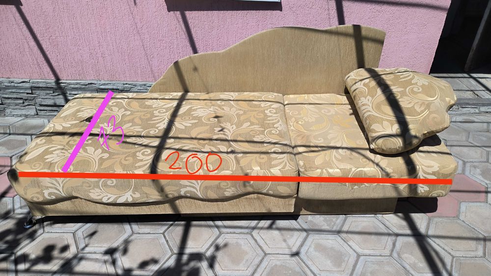 Диван 200*74 см софа тахта (малютка) односпальний розкладний із нішою