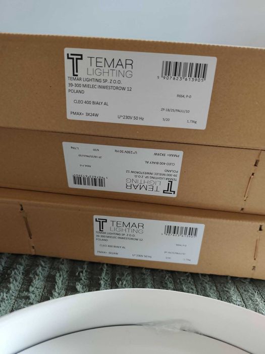 4x NOWA Lampa sufitowa Plafon CLEO 400 Biały 40 cm + ŻARÓWKA
