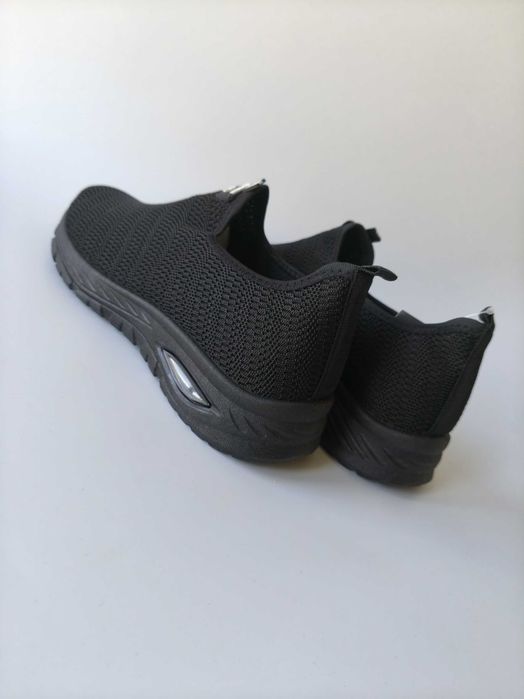 Stylowe buty męskie czarne nowe wsuwane lekkie siateczkowe 44