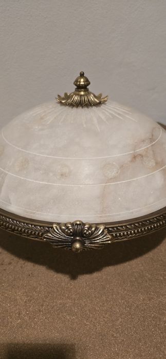 Candeeiro plafound em pedra Alabastro e Bronze