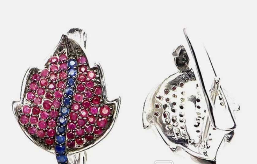 Серьги с натуральными Рубинами и Сапфирами