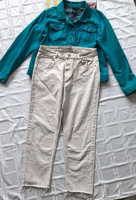 Viralowe dżinsy damskie kremowe marki Only rozmiar W32 L32 (M/L)