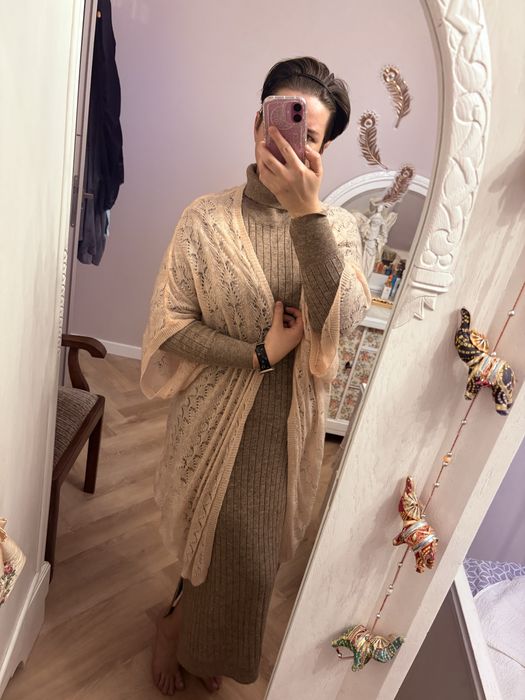 Kardigan wdzianko narzutka H&M 44 z moherem