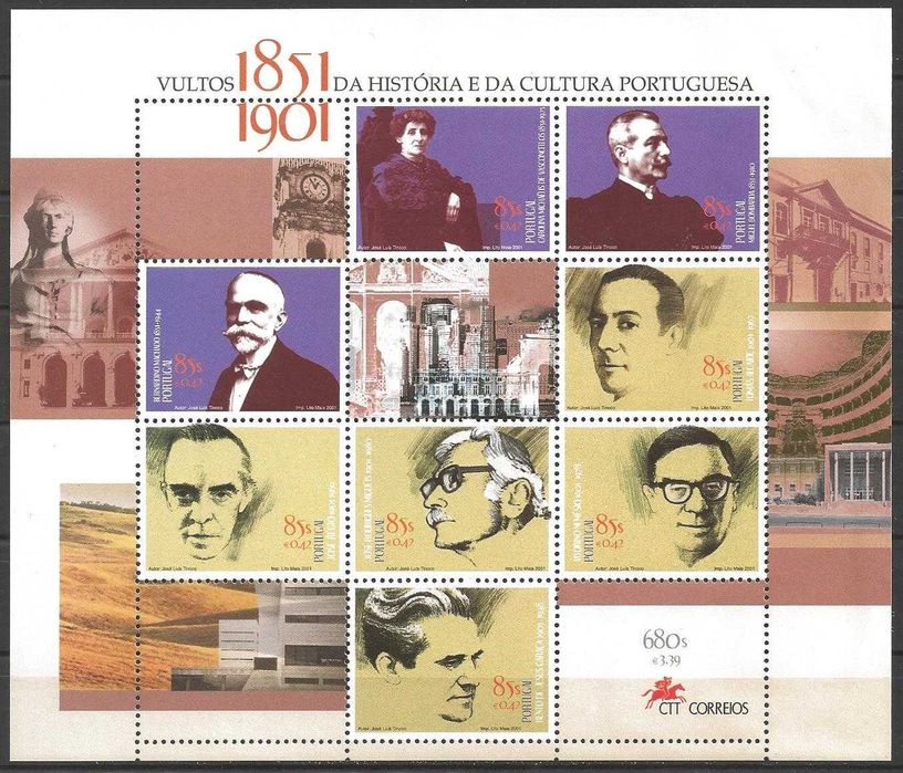 Folhas miniatura selos CTT - ano 1979 a 2020 - NOVAS