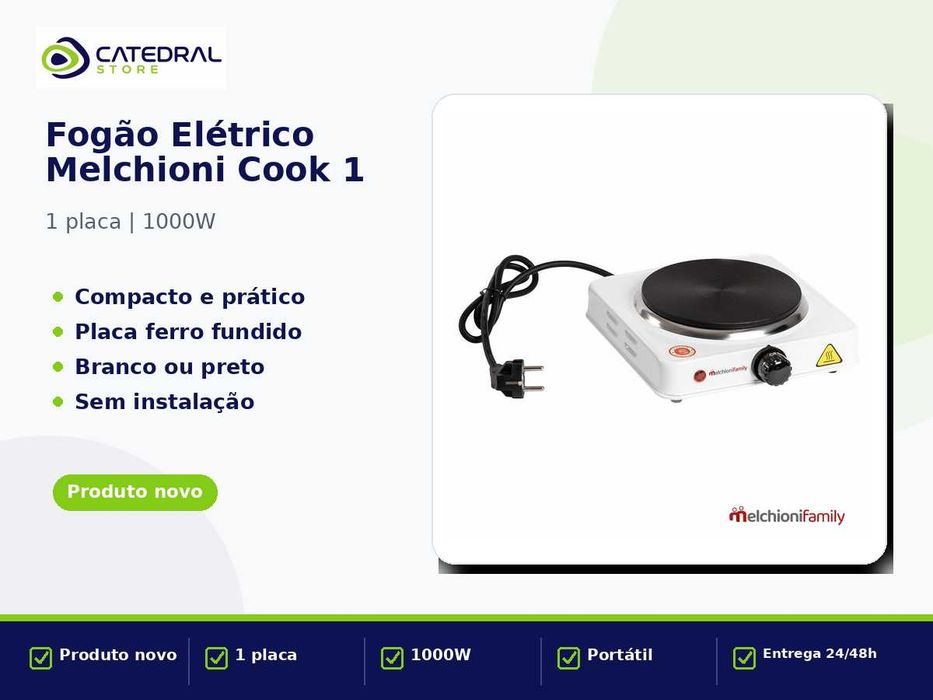 Fogão Elétrico 1 Placa 1000W Melchioni Branco/Preto