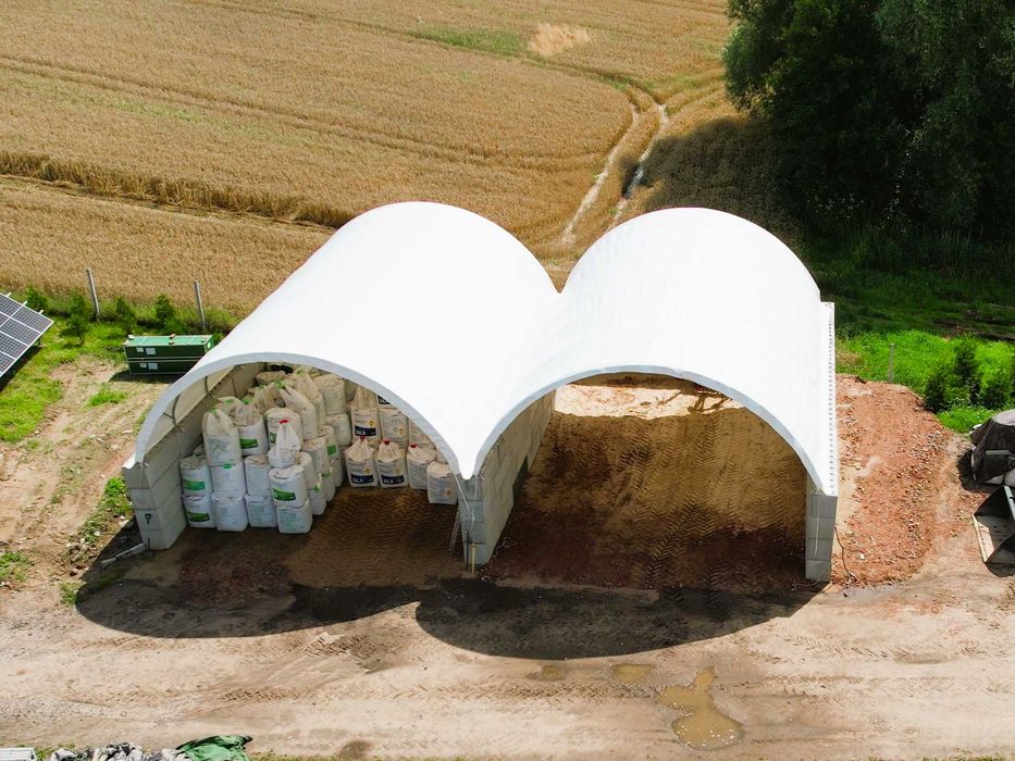Hala Kontenerowa Łukowa 8x12m. Dostępne Plandeki- Biała, Zielona, Szara