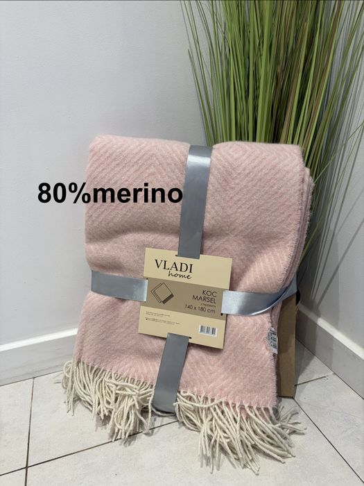 Kocyk 140x180 merino 80% nowy