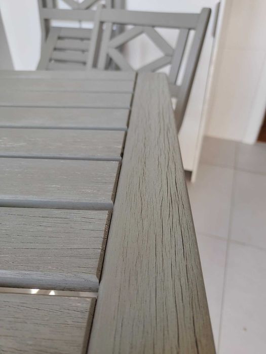 IKEA BONDHOLMEN Mesa + 2 cadeiras + 2 almofadas, exterior/fora/veranda, cinzentos