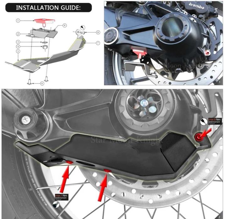 Proteções p/ transmissão/cardan traseiro BMW lc r120/1250 gs/a