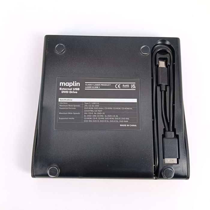 Maplin CD DVD Drive for Windows/OS/Linux on Laptops, USB USB-C